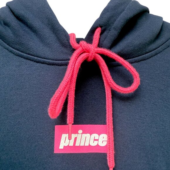 PRINCE Hoodie Size Large Womens Sweatshirt Navy Blue Tennis Sports Logo Pullover - Picture 3 of 8
